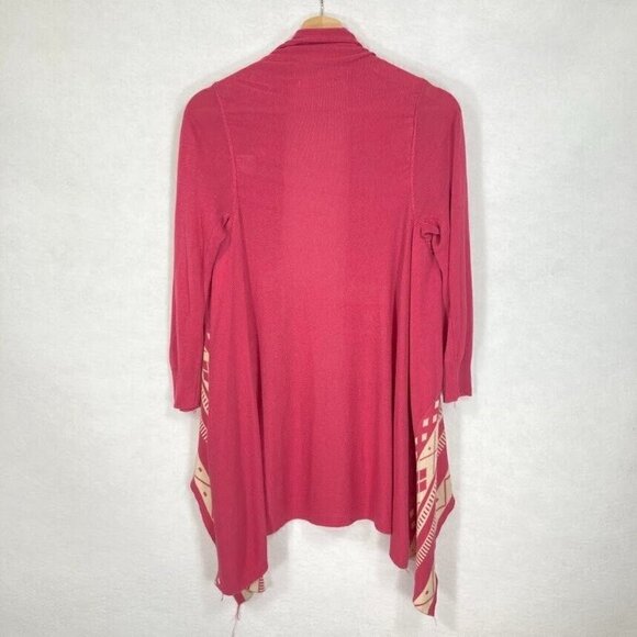 Julia Fair Isle Aztec Open Draped Waterfall Cardigan Fuchsia Small - Picture 4 of 6